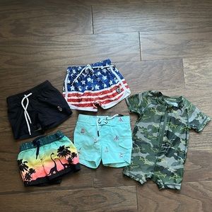 Lot of boys bathing suits sizes ranging from 0-6 months